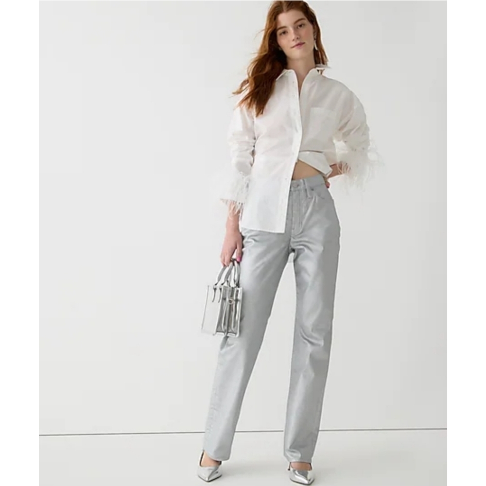 31. J.Crew Slim demi-boot jean in coated silver